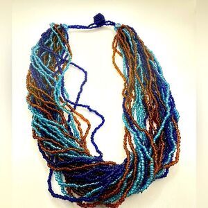SALE! 18' long, Multi strand chunky glass seed bead necklace!!
